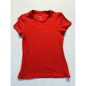 Tahari Tee Shirt Womens XS Red Tight Knit‎ Cap Sleeve Casual Wear Ribbed Top